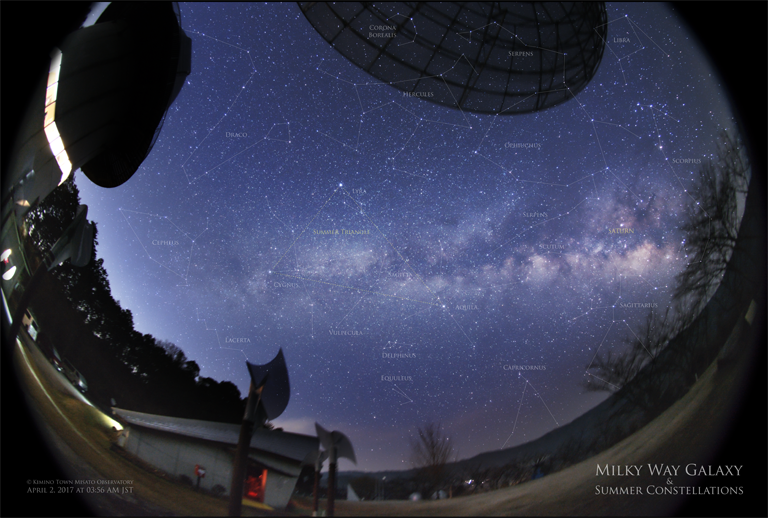 みさと天文台と夏の天の川全景 2017年4月2日