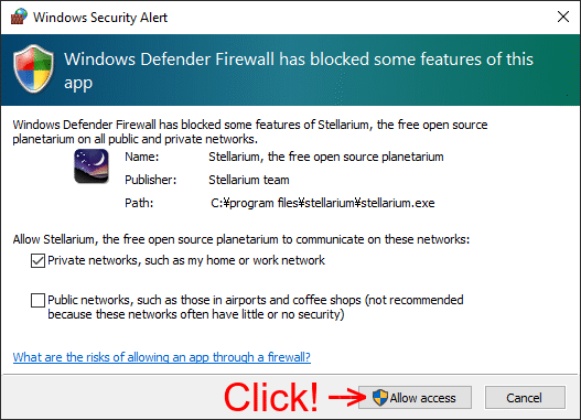 Windows Defender for Stellarium