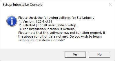 Setup screen 1
